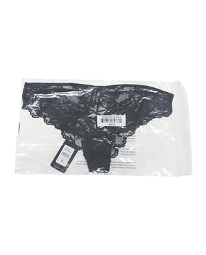Bella Lace Up Tanga Panty w/Jewel Detail - Black SM - Image 3