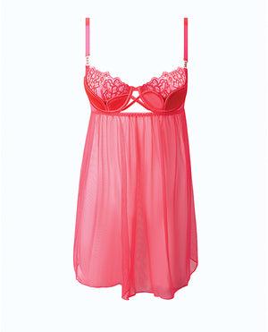 Eden Mesh Chemise Mini Dress w/Keyhole Cutout Details - Coral SM - Image 5