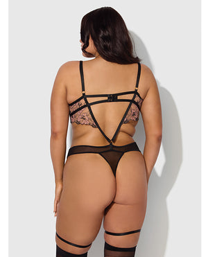 Nova Lace Teddy w/Garters - Black 3X/4X - Image 3