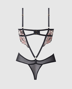 Nova Lace Teddy w/Garters - Black MD