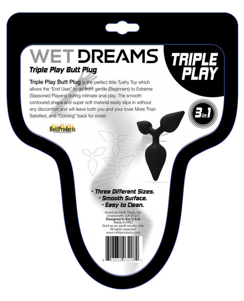 Wet Dreams Wet Dreams Triple Play Anal Plug - Black - Image 2