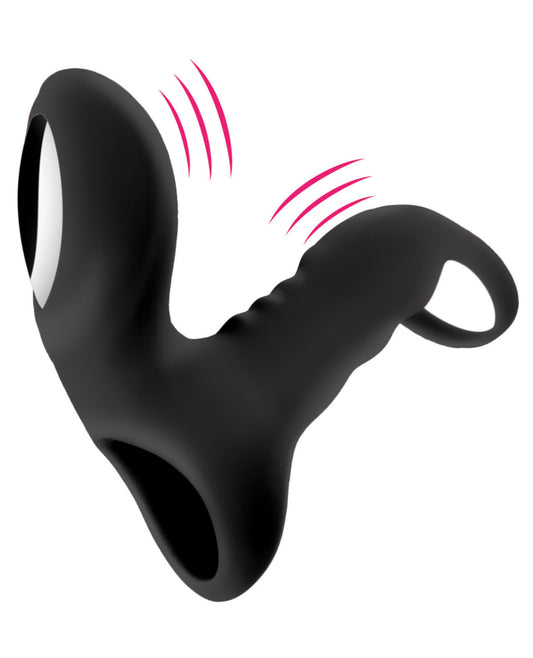 Bliss Bliss Shaft Rider Vibrating Cock Ring Sleeve - Black
