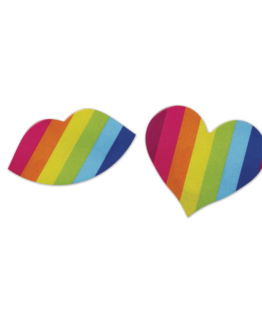 Hott Products Nipplious Rainbow Nipple Pasties - Pack of 2 (Heart &amp; Lips)
