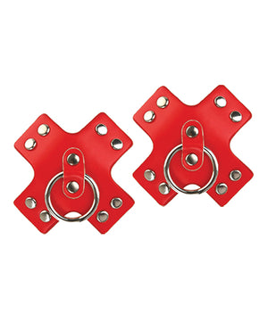 Nipplicious Nipplicious Seducer Leather Pasties w/Ring - Red - Image 2