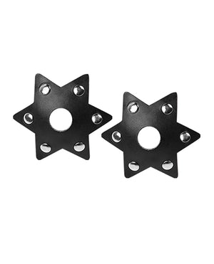 Nipplicious Nipplicious Starstruck Leather Pasties w/Studs &amp; Nipple Hole - Black
