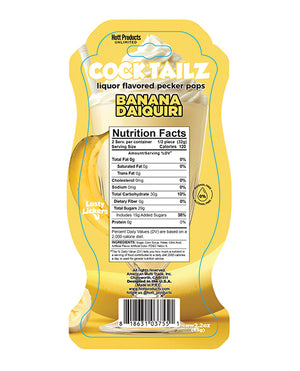 Cock Tailz Liquor Flavored Pecker Pops - Banana Daiquiri Yellow/White Stripe - Image 3