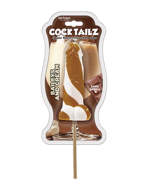 Hott Products Cock Tailz Liquor Flavored Pecker Pops - Baileys &amp; Cream Tan/White Stripe