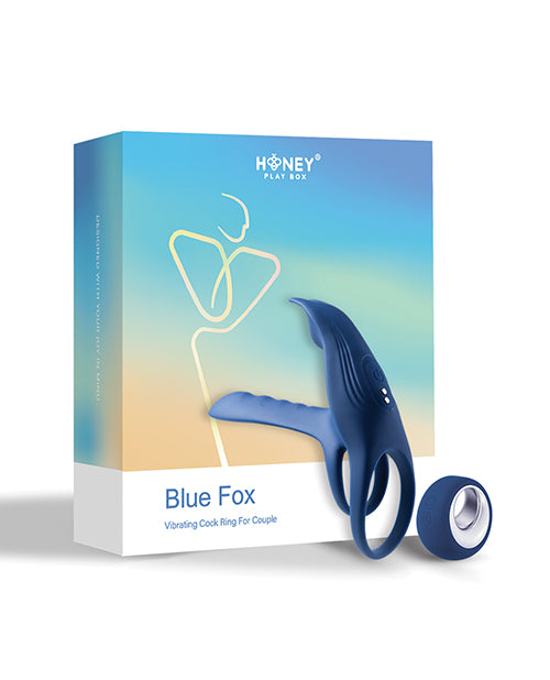 Honey Play Box Blue Fox Vibrating Girth Enhancer Penis Sleeve - Blue - Image 2