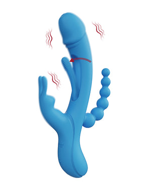 Trilux Kinky Finger Rabbit Vibrator w/Anal Beads - Blue - Image 3