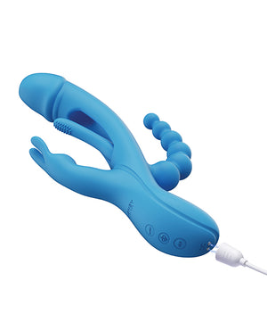 Trilux Kinky Finger Rabbit Vibrator w/Anal Beads - Blue - Image 4