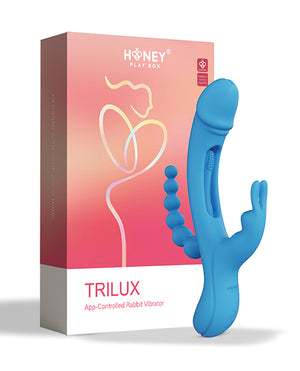 Trilux Kinky Finger Rabbit Vibrator w/Anal Beads - Blue - Image 5