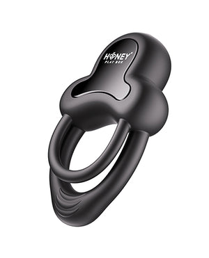 Honey Play Box Anello Vibrating Double Cock Ring w/Clitoral Stimulator - Black - Image 2