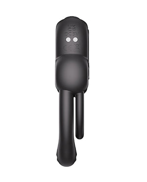 Honey Play Box Anello Vibrating Double Cock Ring w/Clitoral Stimulator - Black - Image 4
