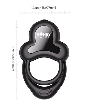 Honey Play Box Anello Vibrating Double Cock Ring w/Clitoral Stimulator - Black