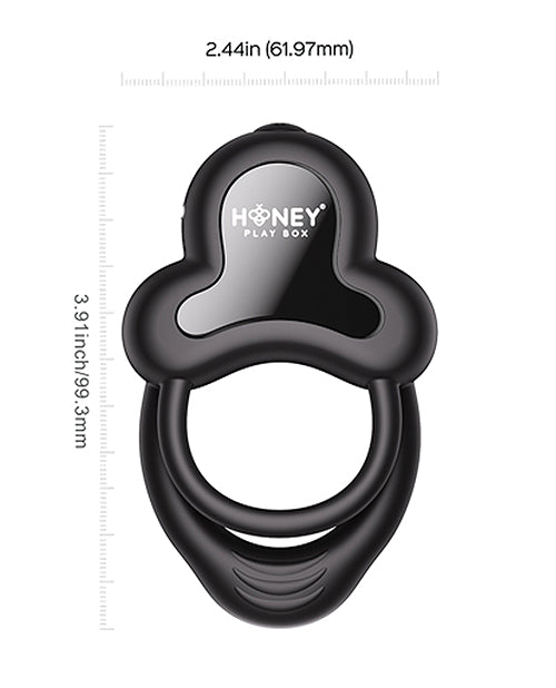 Honey Play Box Anello Vibrating Double Cock Ring w/Clitoral Stimulator - Black