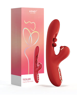 Honey Play Box Tickler Wiggling G-Spot Vibrator &amp; Tapping Clitoral Stimulator - Red - Image 3
