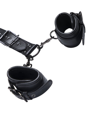 Honey Play Box Kinky Play Box Locking Harness Collar to Wrist Restraints - Black - Image 2