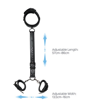 Honey Play Box Kinky Play Box Locking Harness Collar to Wrist Restraints - Black - Image 3