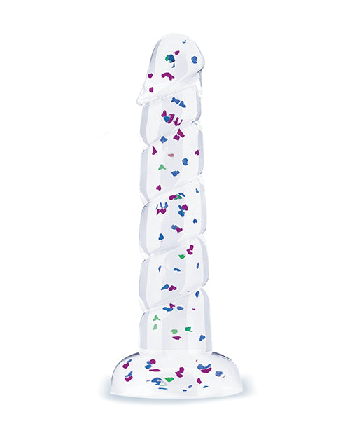 Macaroon Glittergasm 7.5" Swirls Dildo - Blue/Purple/Violet