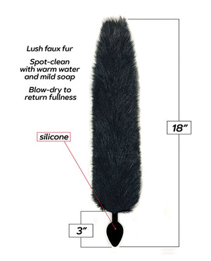 Foxy Foxy Fox Tail Silicone Butt Plug - Black - Image 2