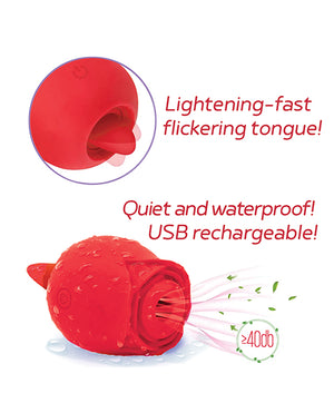 Wild Rose Wild Rose &amp; Tongue Vibrator - Red - Image 4