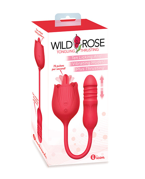 Wild Rose Wild Rose Licking &amp; Thrusting Vibrator - Red