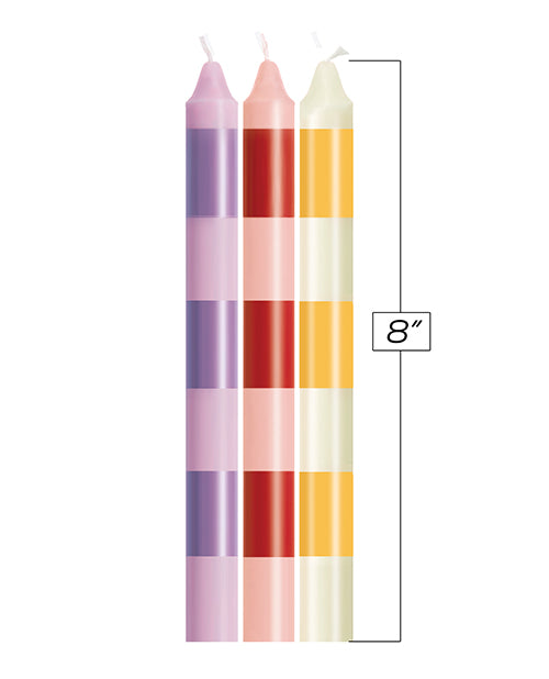 The 9s The 9's Make Me Melt Sensual Warm Drip Candles - Pastellines Stripes Pack of 3 - Image 2