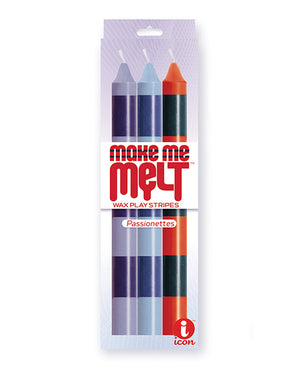 The 9s The 9's Make Me Melt Sensual Warm Drip Candles - Passionettes Stripes Pack of 3