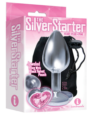 The 9s The 9's The Silver Starter Bejeweled Heart Stainless Steel Plug - Pink - Image 2
