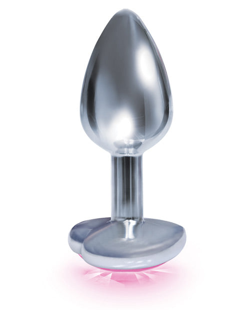The 9s The 9's The Silver Starter Bejeweled Heart Stainless Steel Plug - Pink