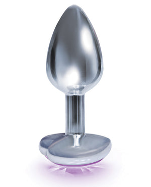 The 9s The 9's The Silver Starter Bejeweled Heart Stainless Steel Plug - Violet - Image 2
