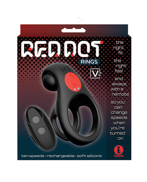 Massive Massive Red Dot Cock Ring V2 - Black
