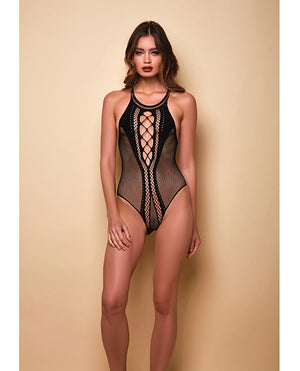 Hauty Lights Off Halter Neck Teddy Black O/S