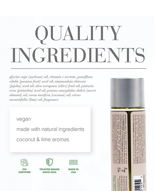 JO JO Naturals Massage Oil - Coconut &amp; Lime 4 oz Bottle - Image 2