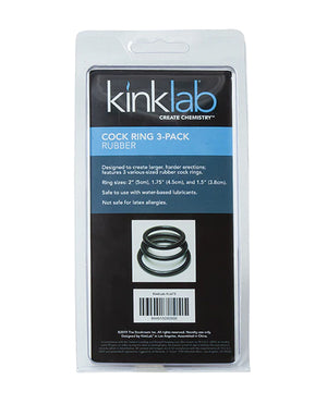 Kinklab KinkLab Rubber Cock Ring - Pack of 3 - Image 2