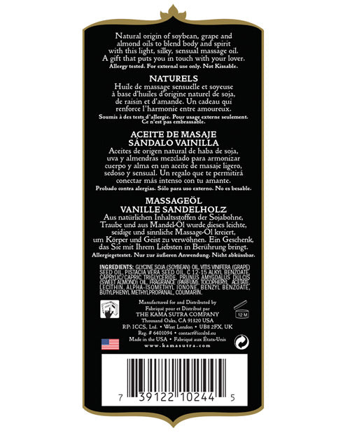 Kama Sutra Kama Sutra Naturals Massage Oil - 8 oz Vanilla Sandlewood - Image 2