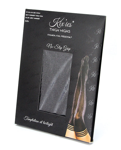 Kixies Kix'ies Kaylee Grey Shimmer Thigh High Grey A - Image 2