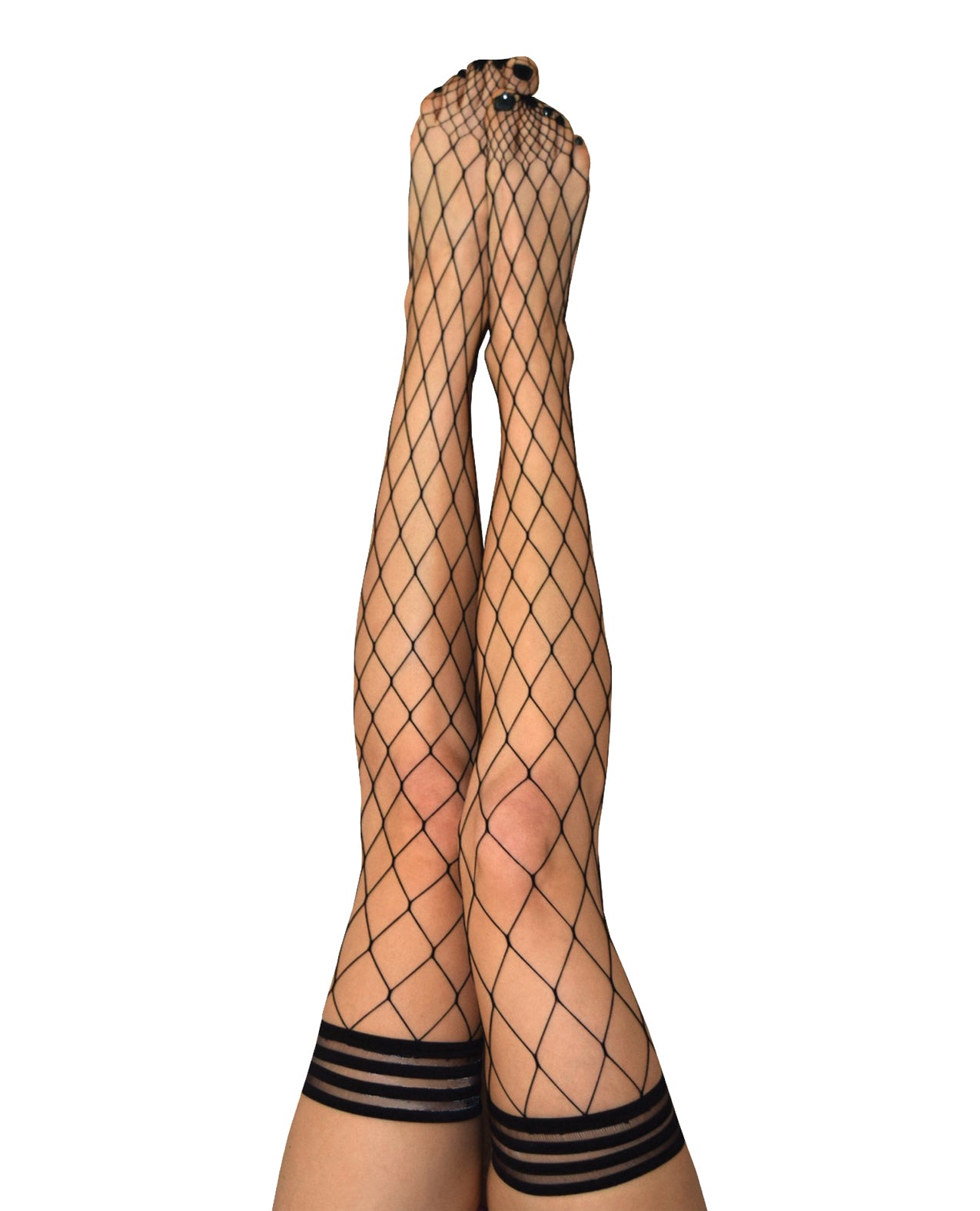 Kixies Kix'ies Michelle Large Fishnet Thigh High Black B