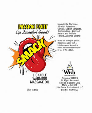 Smack Warming Massage Oil - 2 oz Passion Fruit - Image 2