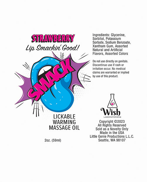 Smack Smack Warming Massage Oil - 2 oz Strawberry - Image 2