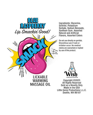 Smack Lickable Warming Massage Oil - Blue Raspberry 3 ml pouch