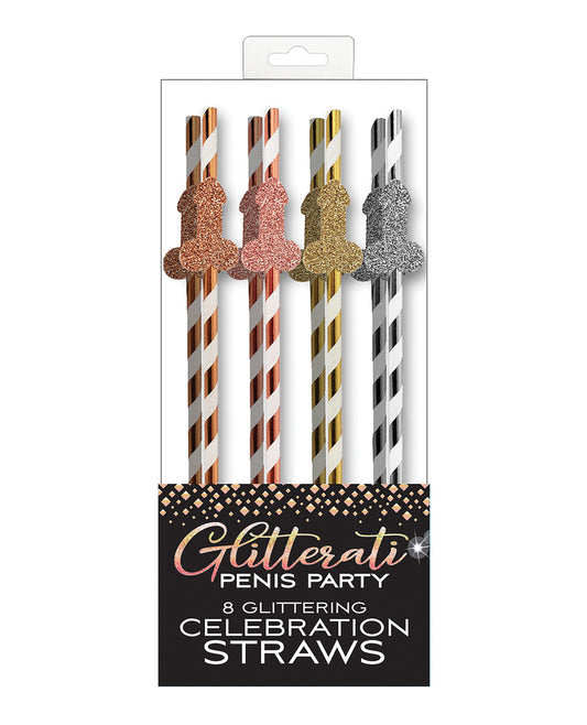 Candy Prints Glitterati Penis Party Straws - Pack of 8
