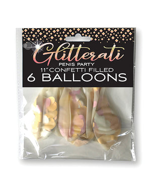 Candy Prints Glitterati Penis Party Balloons - Pack of 6