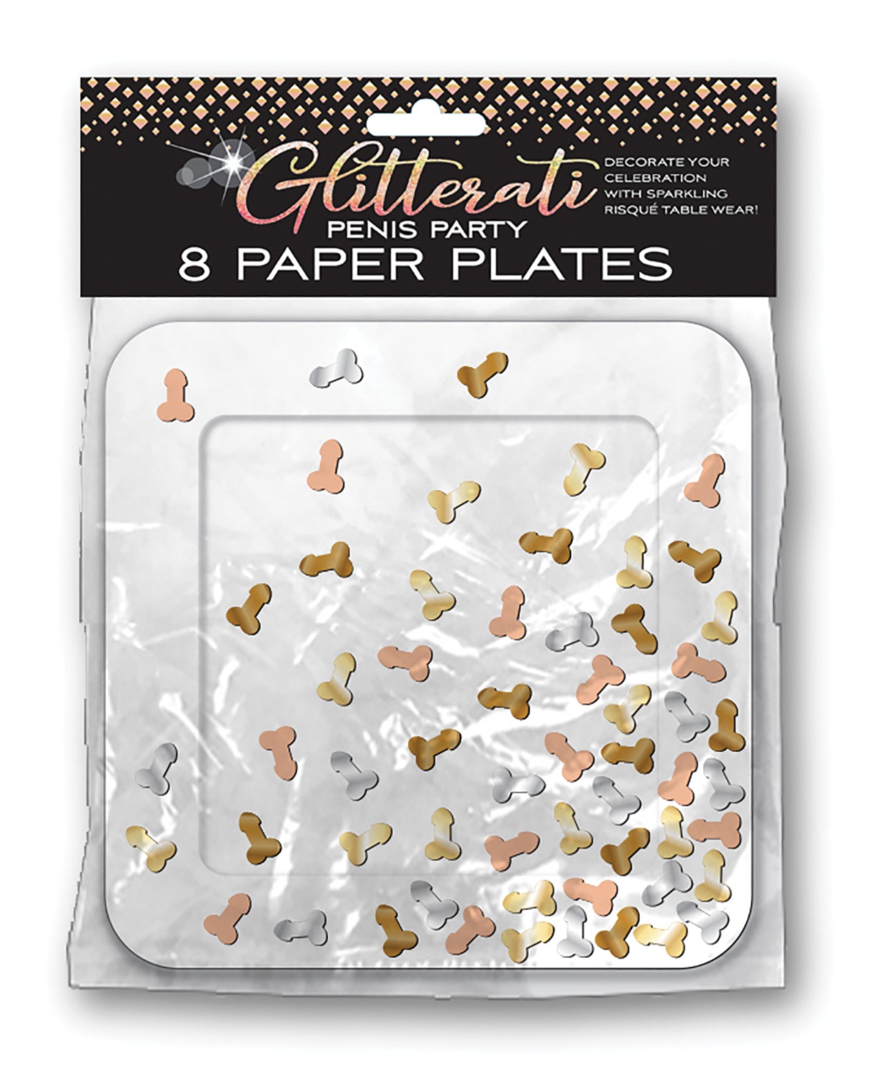 Candy Prints Glitterati Penis Party Plates - Pack of 8