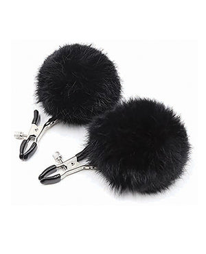Sexy AF Sexy AF Nipple Clamps - Black Puff Ball - Image 2