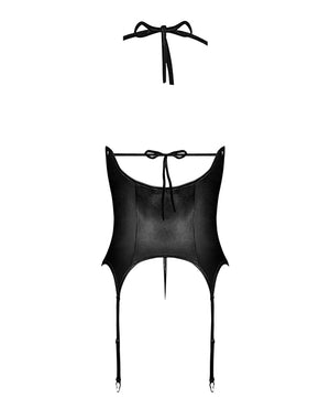 Lust by Magic Silk Lust Madame Corset w/Metal Garters &amp; G-String Black S/M - Image 5