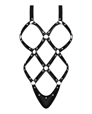 Lust by Magic Silk Lust Contessa Cupless Strappy Brazilian Teddy Black S/M - Image 4