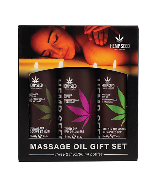 Earthly Body Earthly Body Massage Oil Gift Set - 2 oz Skinny Dip, Naked in the Woods &amp; Guavalava