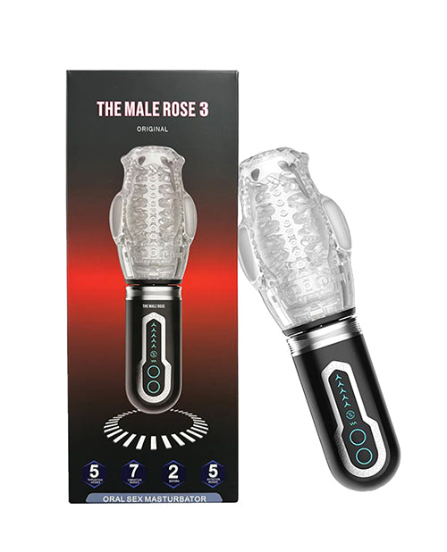 The Male Rose The Male Rose 3 Thrusting, Rotating &amp; Vibrating Oral Sex Masturbator - Black