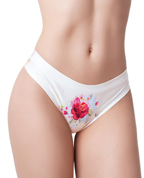 Mememe Mememe Flower Power Rose Printed Thong LG